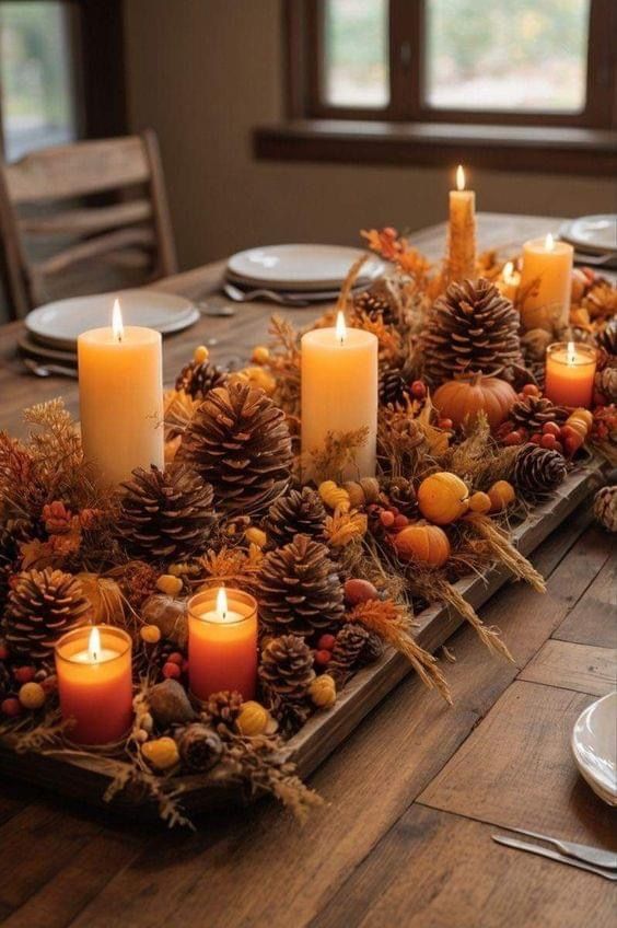 a large bowl of mixed pumpkins, apples, or acorns.